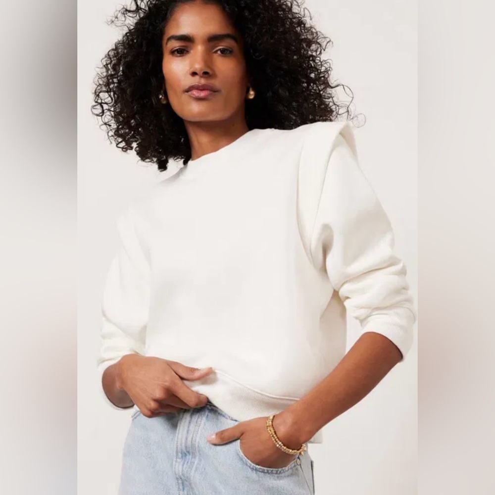 Mint Velvet Extended Shoulder Sweatshirt in Winter White Size L